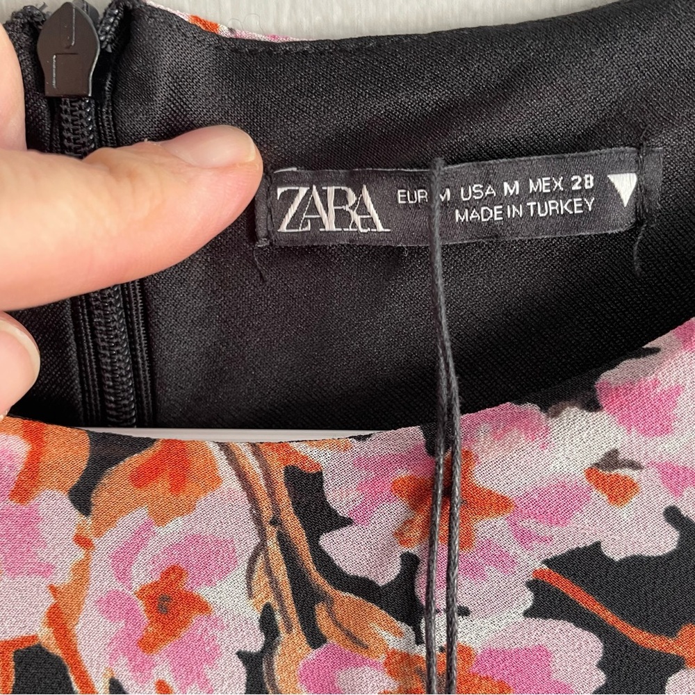 Zara Women’s Midi Floral Ruched Dress - Size M, NWT, Feminine & Flattering - Picture 14 of 16